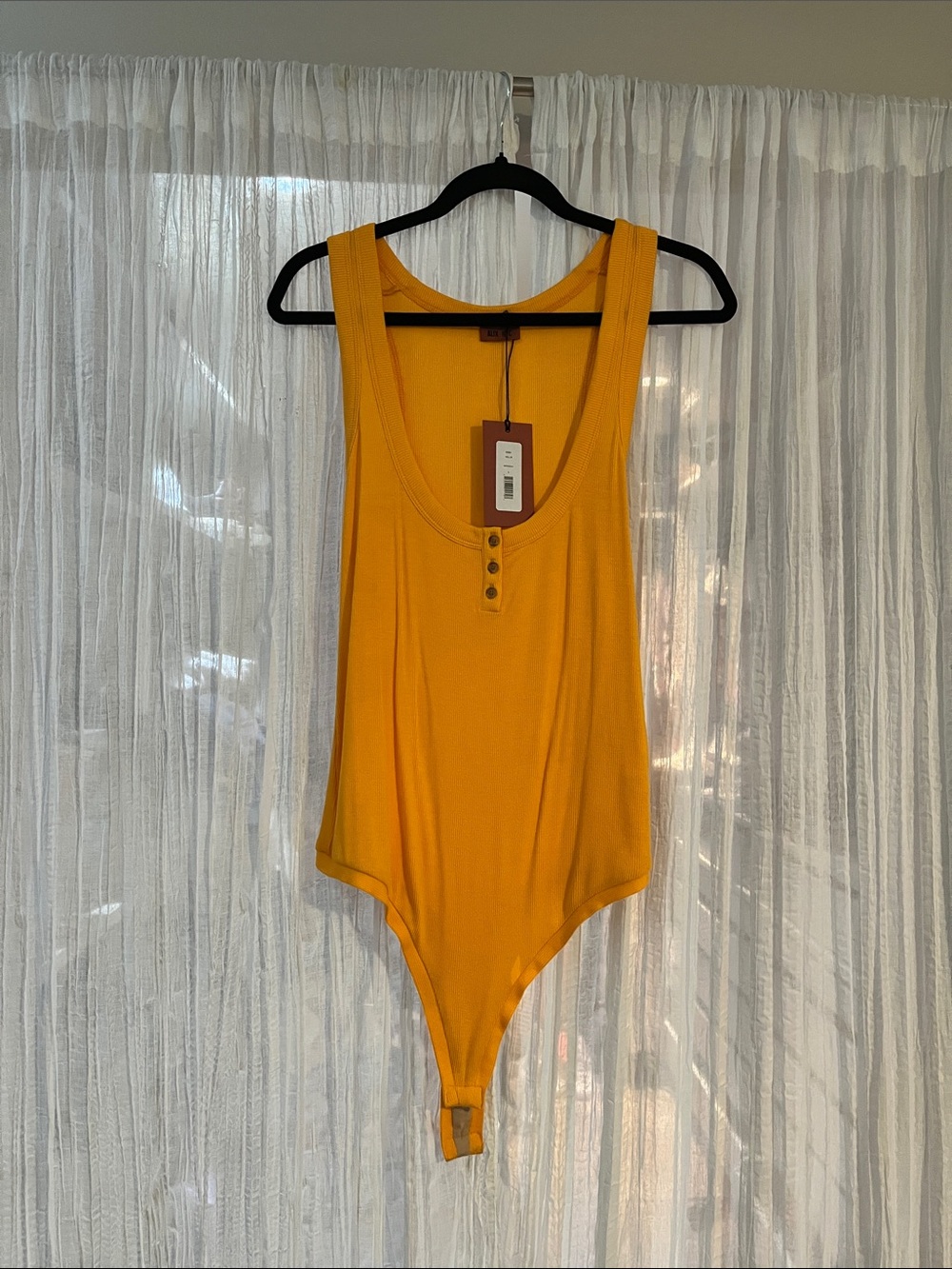 ALIX NYC Mustard Yellow Ribbed Tank Bodysuit
